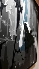 Naklejka premium Abstract grunge urban background featuring a fashion woman silhouette and couple near a night tree in a art illustration design