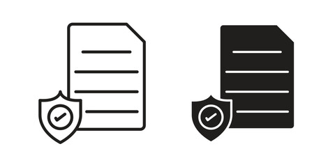 Policy icons in simple black style symbol sign for apps and website