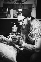 Tattoo artist makes a tattoo