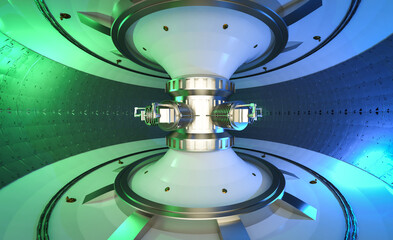 Smr or small modular nuclear fusion reactor core chamber inside