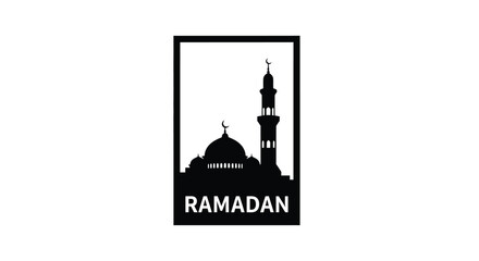Ramadan mosque silhouette with minaret and dome in minimalist design © Sourav