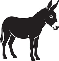Obraz premium Standing donkey farm animal side view profile silhouette illustration vector graphic style
