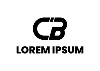 Letter C, B Bold Black Logo Mockup with Lorem Ipsum Text on White Background