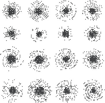 Dithered Texture flower icons pixelated bitmap retro aesthetic digital noise Y2K grunge dithered asset isolated on transparent background vector illustration projects.