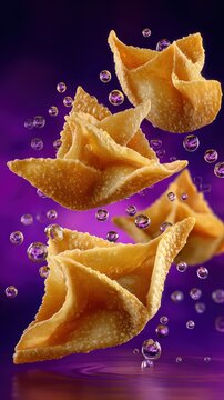 Gourmet Golden Fried Crab Rangoon Levitation Art