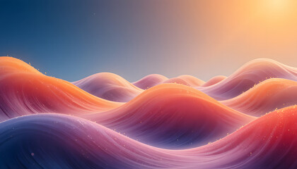 Fototapeta premium Vibrant wavy landscape with colorful hills under sunny sky