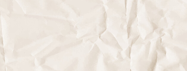 Craft background with crumpled nude paper texture. Tan old kraft effect featuring fold lines. Vector beige bg for memo collage. Wrinkled detail papyrus teture for design. Clean creased backdrop