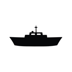 Obraz premium Black silhouette of a ship, maritime transport vehicle on a white background