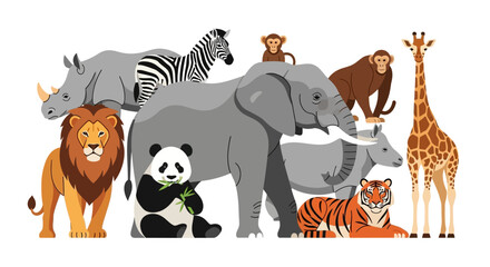 A colorful illustration of various wild animals, including a panda, elephant, and lion, celebrating World Wildlife Day on a white background with a mix of vector icons.