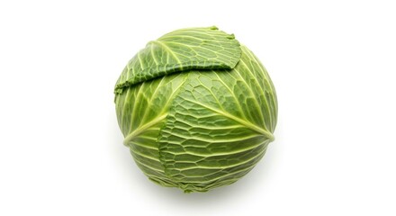 Obraz premium Fresh cabbage on a white background with natural texture and color visible