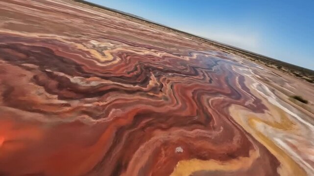 Aerial View of Desert Landscape with Swirling Earth Tones
