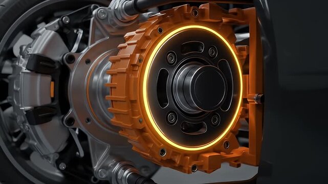 Electric Vehicle Motor and Wheel Assembly Close-Up.