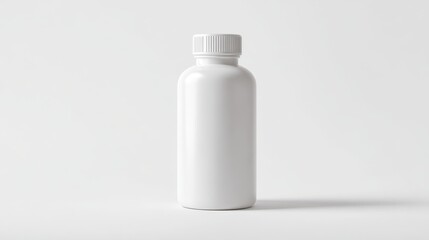 White plastic supplement bottle mockup isolated on white background