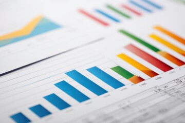 Colorful bar and line charts on financial spreadsheet analysis