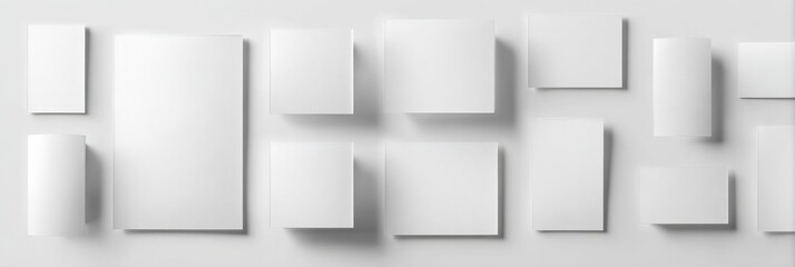 Minimalist white blank canvas collection on neutral wall background
