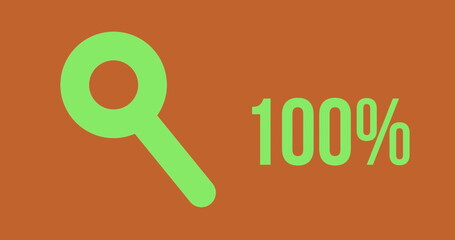 Search progress with magnifying glass shape and increasing percentage filling with colour 4k