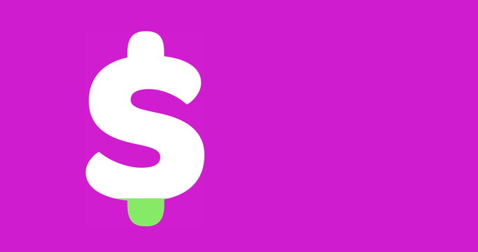 Dollar sign filling in green on a pink background 4k