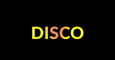 Image of disco text on black background