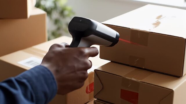Warehouse Barcode Scanning Action in Progress.