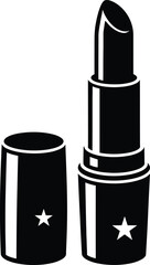 Obraz premium Black and white illustration of a star studded lipstick