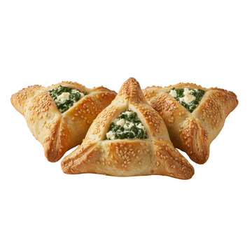 Spinach fatayer pastries on black background