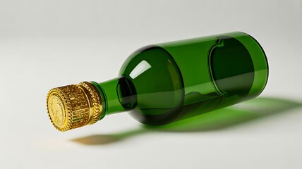 Green glass wine bottle isolated on white background
