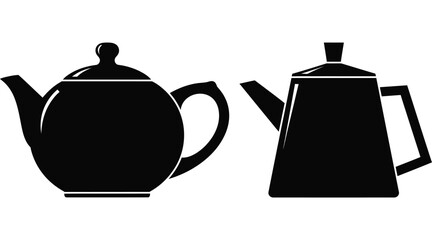 Obraz premium Two black teapots displayed side by side in a striking silhouette