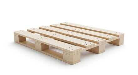 New wooden shipping pallet on white background, essential for logistics, efficient freight transport, and modern warehouse storage