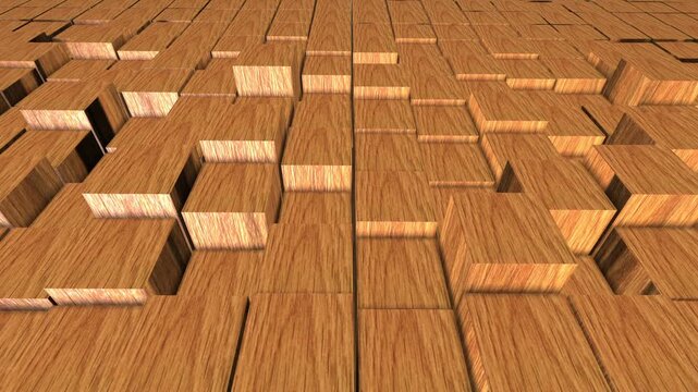 Wood Block Waving Loop Abstract Wooden Background