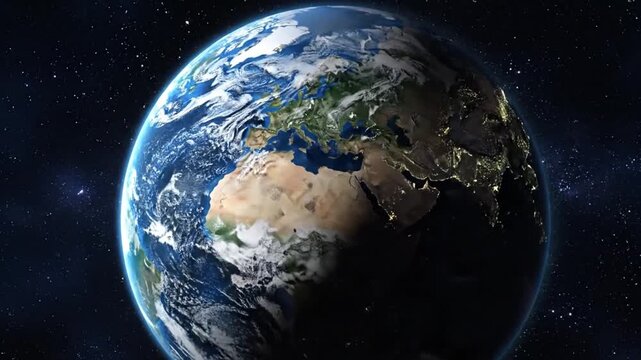 Earth from Space with Clouds and Atmosphere.
