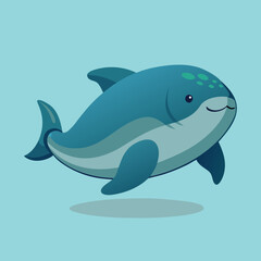 Cute Sleeper Shark illustration in blue ocean water