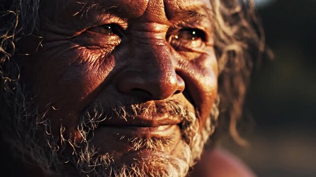 Elder man's weathered face with beard and dreadlocks
