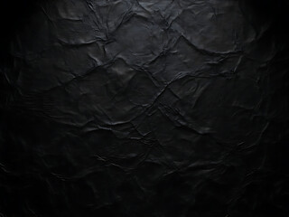 Generative AI black crumpled paper or plastic texture with dramatic lighting and deep shadows for dark backgrounds.