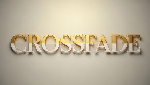 Golden Crossfade Text on Beige Background.