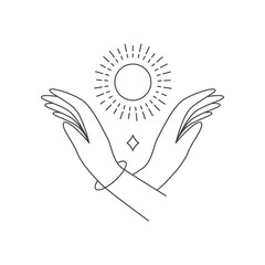 Sunset concept line logo design vector