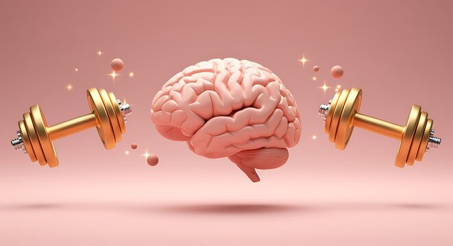 Brain with Dumbbells for Mental Fitness