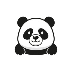 Obraz premium Cute cartoon panda bear peeking over a white background, vector illustration.