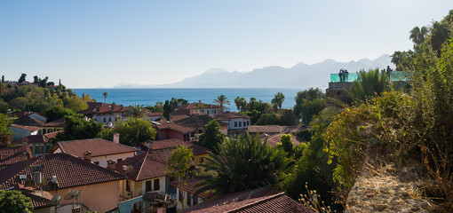 Obraz premium Antalya, Türkiye - Kaleiçi historical houses and wonderful view of the Mediterranean