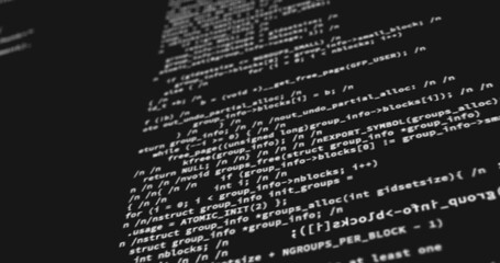 Naklejka premium Computer codes projected on the screen while being written or typed