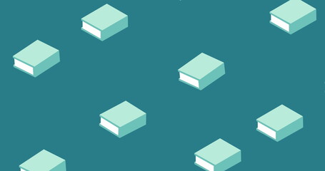 Image of back to school text over school items icons on green background