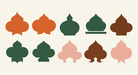 Collection of Islamic Dome Silhouettes in Various Colors. © Muginandaru