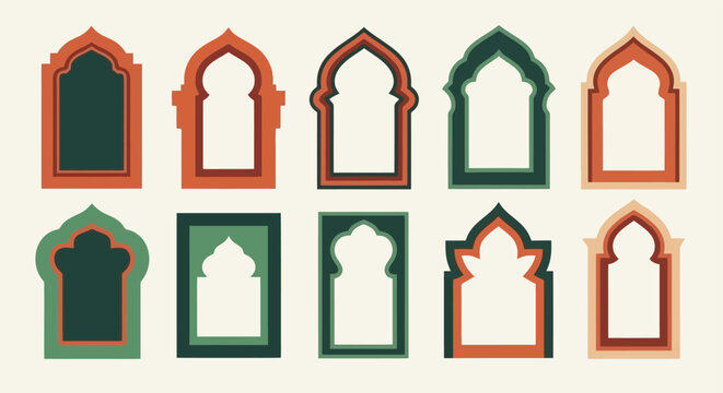 Collection of Islamic Arched Window Frames.