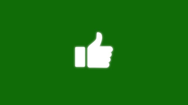 Hand thumb up icon like icon in flat design isolated on green screen background. Perfect for social media, approval, feedback, and positive reactions.