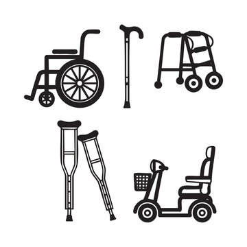 Vector icons of mobility aids