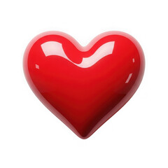 Shiny red heart isolated on transparent background