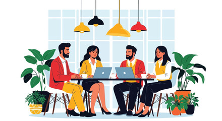 Four colleagues working together in a modern office setting