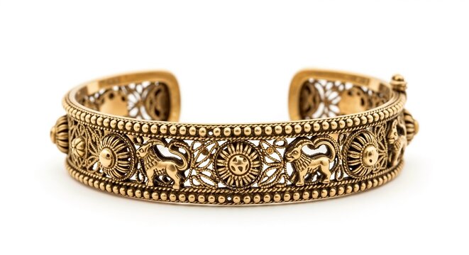 Babylonian golden bracelet isolated on white background