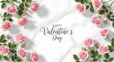 Elegant Pink Roses and Marble for Valentine's Day