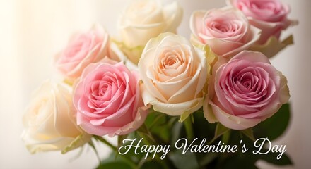 Delicate Pink Roses and Dewdrops for Valentine's Day