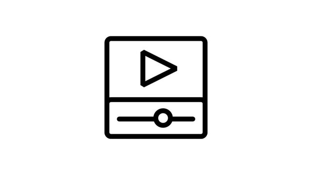 Video Player Interface Animation Icons. Digital video player interface animation featuring a play button and progress bar for streaming media.